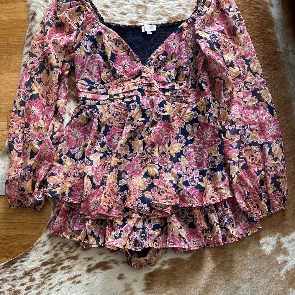 NWOT Pink Lily Floral Long Sleeve Dress